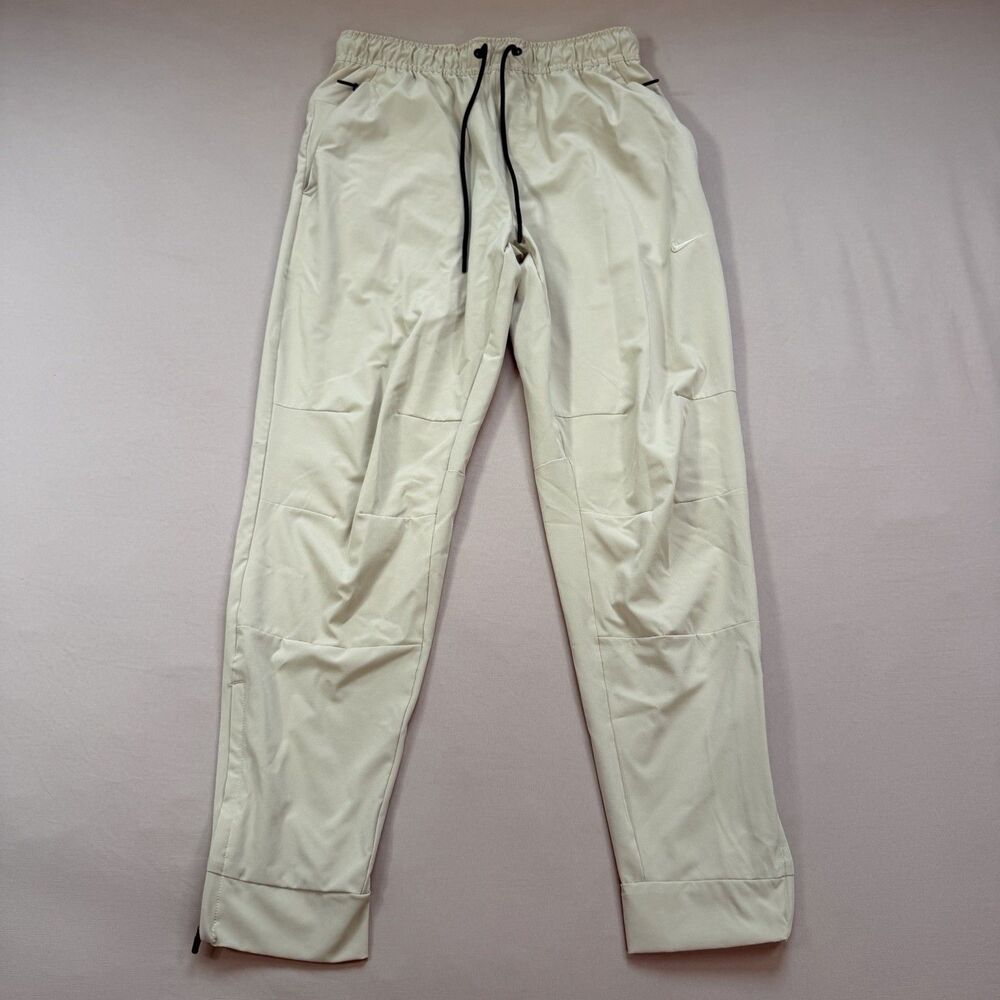 Nike Men's Unlimited Dri-Fit Zippered Cuff Pant SMALL Desert Khaki Beige Pockets